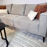 Canapé d'angle avec chaise longue beige en chenille Yara - gauche 