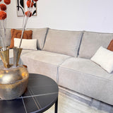 Canapé d'angle avec chaise longue beige en chenille Yara - gauche 