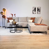 Canapé d'angle avec chaise longue beige en chenille Yara - droit 