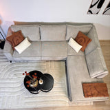 Canapé d'angle avec chaise longue beige en chenille Yara - droit 