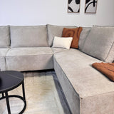 Canapé d'angle avec chaise longue beige en chenille Yara - droit 