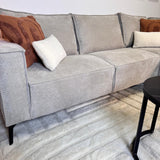 Canapé d'angle avec chaise longue beige en chenille Yara - droit 