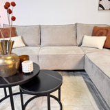 Canapé d'angle avec chaise longue beige en chenille Yara - droit 