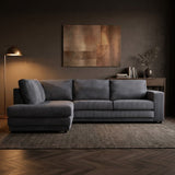 Canapé d'angle en tissu rayé anthracite, canapé gonflable Gabi - gauche 