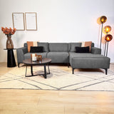 Canapé d'angle avec lounge compact en microfibre anthracite Davidson - droit 