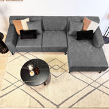 Canapé d'angle avec lounge compact en microfibre anthracite Davidson - droit 