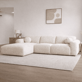 Canapé d'angle tissu bouclé beige - 292x169 cm - Shane - gauche