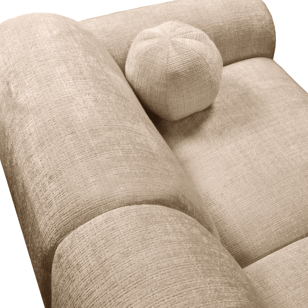 Canapé d'angle avec tissu chenille beige Shane - à droite