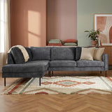 Canapé d'angle en velours anthracite avec pieds hauts Gaya - gauche 