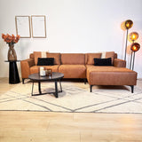Canapé d'angle avec lounge compact en microfibre cognac Davidson - droit 