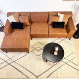 Canapé d'angle avec salon compact en microfibre cognac Davidson - gauche 