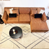 Canapé d'angle avec lounge compact en microfibre cognac Davidson - droit 