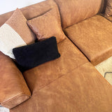 Canapé d'angle avec salon compact en microfibre cognac Davidson - gauche 