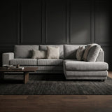 Canapé d'angle en tissu rayé gris clair, canapé gonflable Gabi - droit 