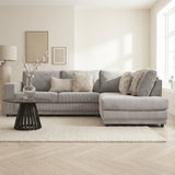 Canapé d'angle en tissu rayé gris clair, canapé gonflable Gabi - droit 