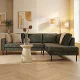 Canapé d'angle en velours vert Gaya - droit 