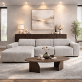 Canapé d'angle en tissu chenille beige Shane - à gauche