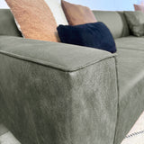 Canapé d'angle Davidson Vert Droit - Tissu en Microfibre 