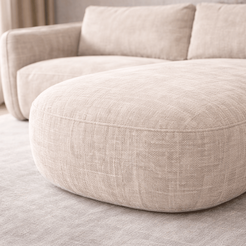 Canapé d'angle chaise longue beige tissu structuré Dwayne - droite