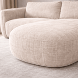 Canapé d'angle chaise longue beige tissu structuré Dwayne - droite