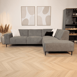 Canapé d'angle taupe en chenille tissée Ravi – droit 