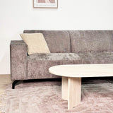 Canapé d'angle avec chaise longue en tissu chenille taupe Manon - à droite 