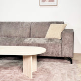 Canapé d'angle avec chaise longue en velours chenille taupe Manon - gauche 