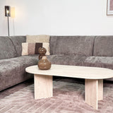 Canapé d'angle avec chaise longue en velours chenille taupe Manon - gauche 