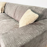 Canapé d'angle avec chaise longue en velours chenille taupe Manon - gauche 