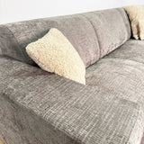 Canapé d'angle avec chaise longue en tissu chenille taupe Manon - à droite 
