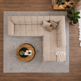 Canapé d’angle avec méridienne en tissu bouclé beige Nova – droite