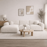 Canapé d'angle tissu bouclé beige - 292x169 cm - Shane - gauche