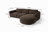 Canapé d'angle chaise longue moka brun tissu structuré Dwayne - gauche