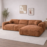 Hoekbank koper chenille stof met lounge Shane - rechts
