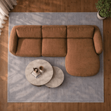 Canapé d'angle chaise longue en tissu structurel cuivré Dwayne - droite