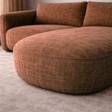 Canapé d'angle chaise longue en tissu structurel cuivré Dwayne - droite