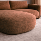 Canapé d'angle chaise longue en tissu structurel cuivré Dwayne - gauche