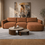 Canapé d'angle chaise longue en tissu structurel cuivré Dwayne - droite