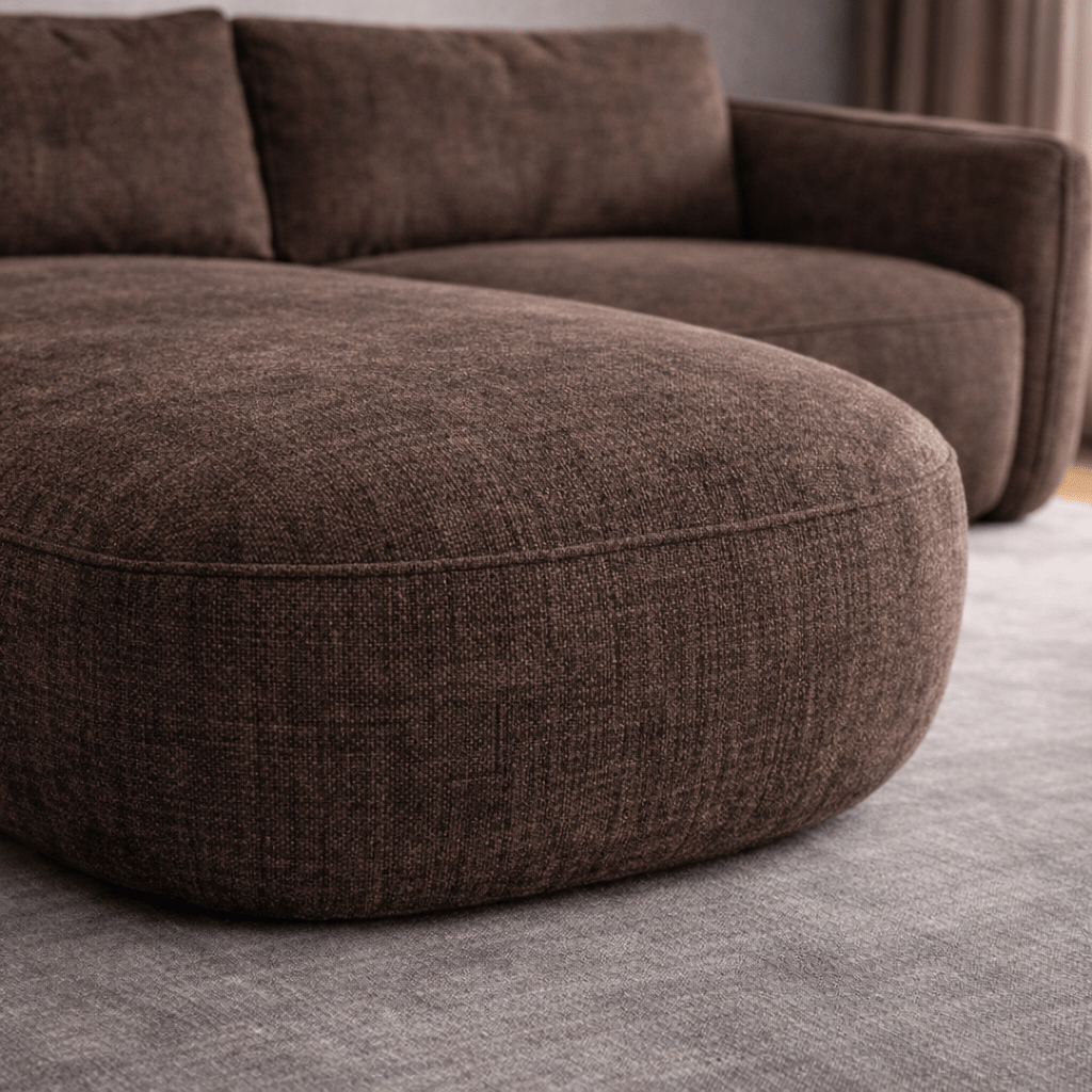 Canapé d'angle chaise longue moka brun tissu structuré Dwayne - gauche