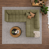 Hoekbank met lounge olijf groen bouclé stof Nova - rechts