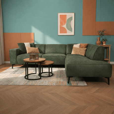 Canapé d'angle industriel en cuir écologique cognac Brisbane - gauche 