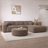 Hoekbank taupe chenille stof met lounge Shane - rechts