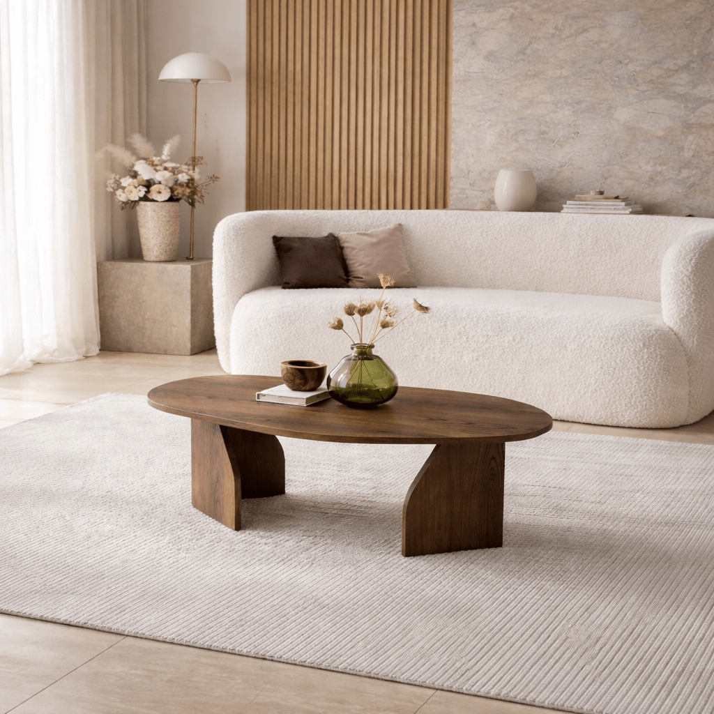 Table Basse Bio Support Mélamine Noyer Japandi - 105x65 cm