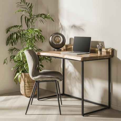 Bureau industriel tronc d'arbre en bois d'acacia Aberdeen 110x60 cm photo d'ambiance dans un intérieur moderne