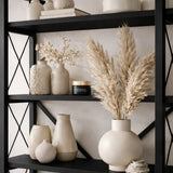 Boekenkasten - Industriële boekenkast zwart melamine Ely - Zwart Frame - 180x90 cm - Dimehouse