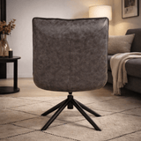 Fauteuils - Industriële draaifauteuil antraciet eco - leer 360° draaibaar Yuki - Dimehouse