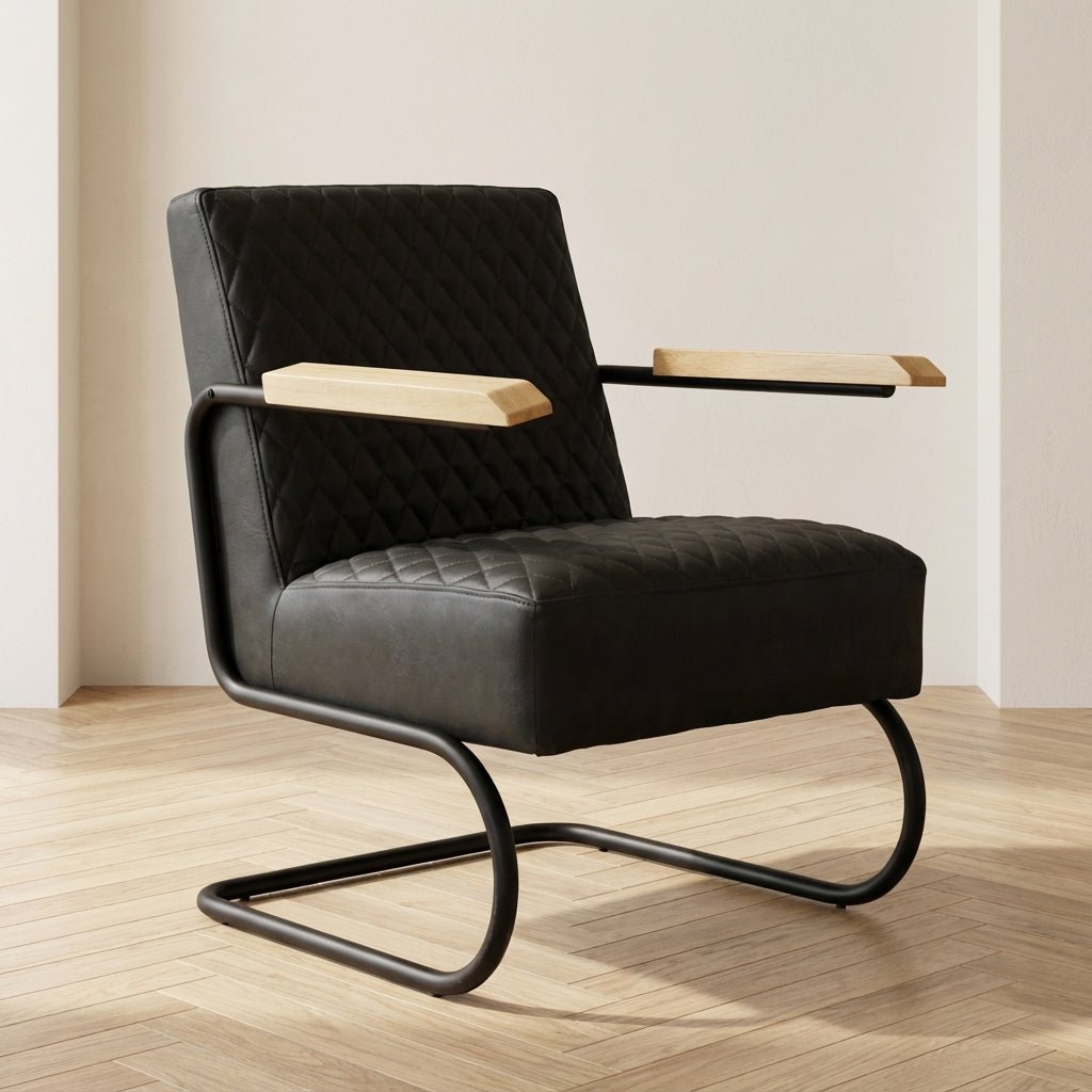 Industriële fauteuil Lars zwart sfeerfoto in modern interieur