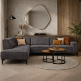 Canapé d'angle industriel en éco-cuir anthracite Brisbane - gauche 