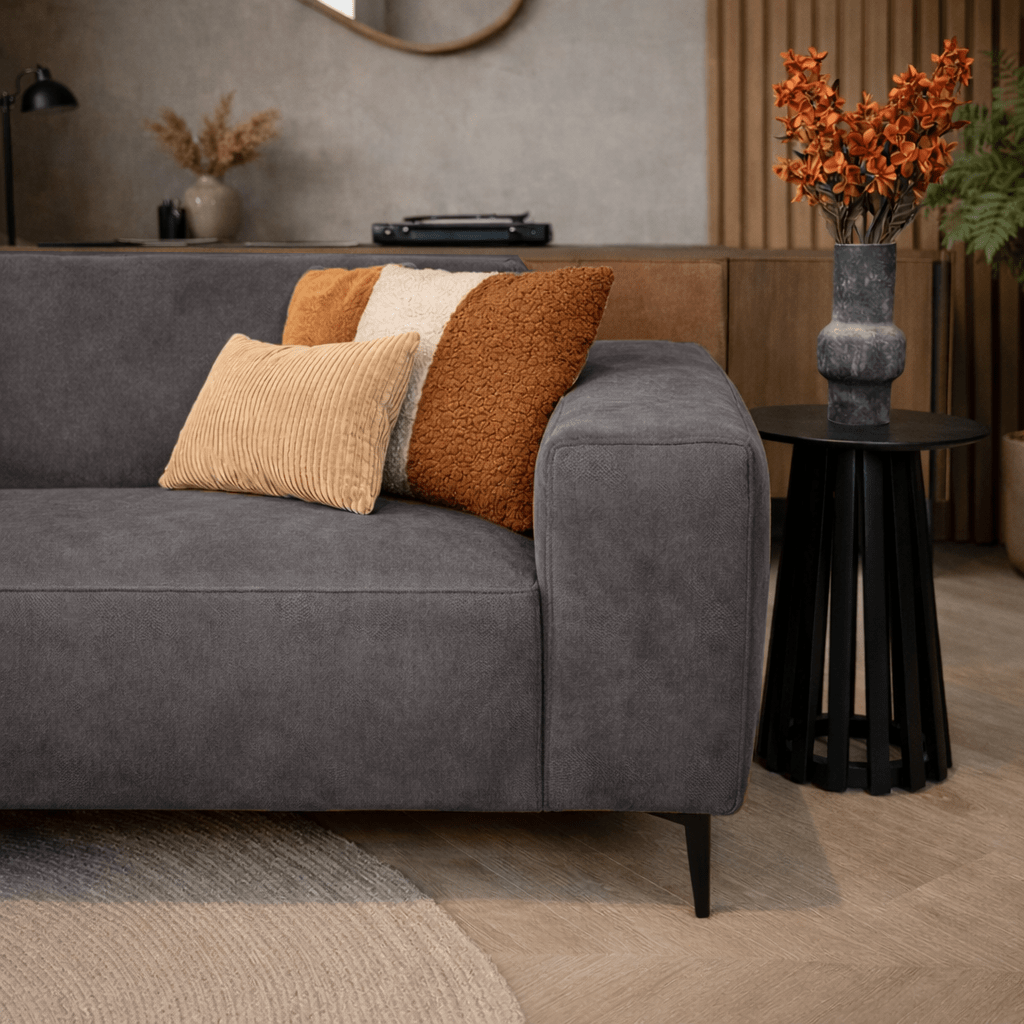 Canapé d'angle industriel en éco-cuir anthracite Brisbane - gauche 
