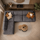 Canapé d'angle industriel en éco-cuir anthracite Brisbane - gauche 